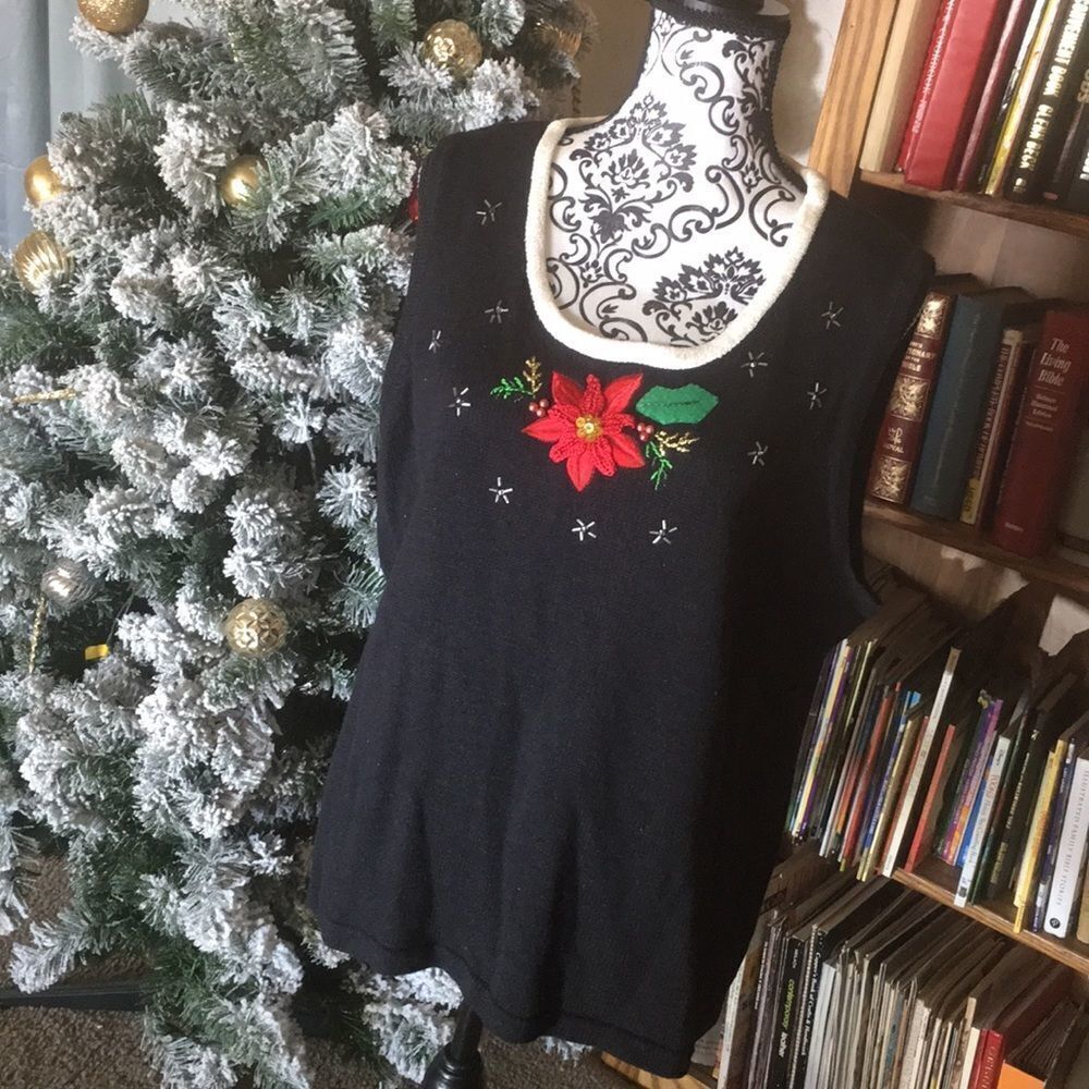 Vintage Storybook Christmas Sweater Vest Size 2X